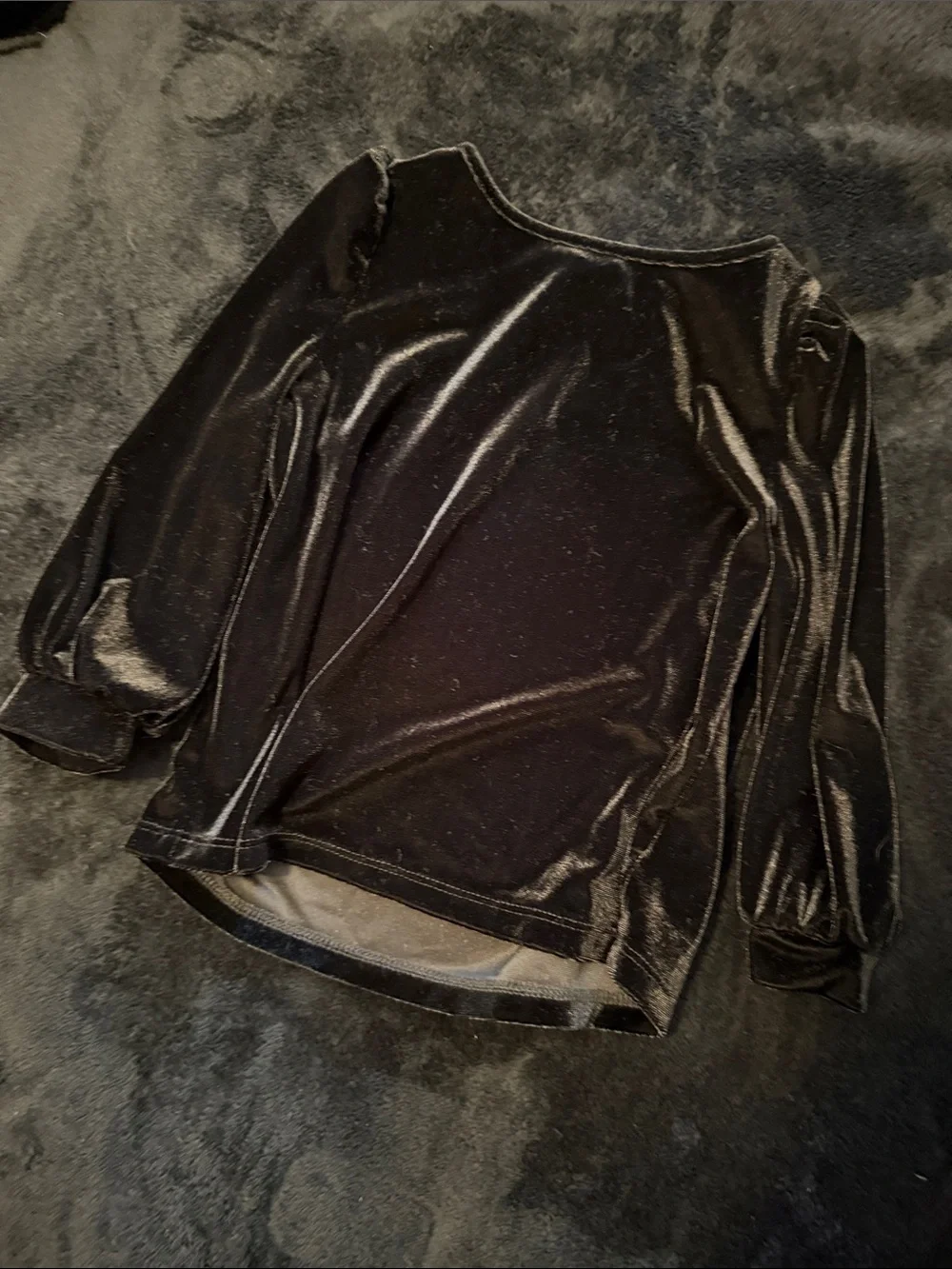 Old Navy Black Velvet Long-Sleeve Top